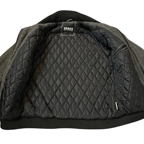 Urban Classics Jacket Coat Mens Size XL Dark Gray Herringbone Wool Blend Warm - Picture 6 of 12